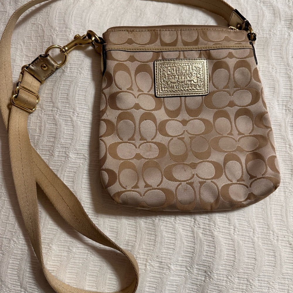 Coach Signature Beige Crossbody Bag
